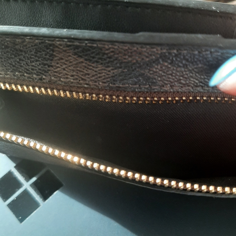 COACH - Women's Slim Bifold Canvas Signature Snap Wallet (Brown and Black) - Picture 6 of 8
